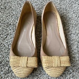 Delman Suede and Raffia Ballet Flats with Bow